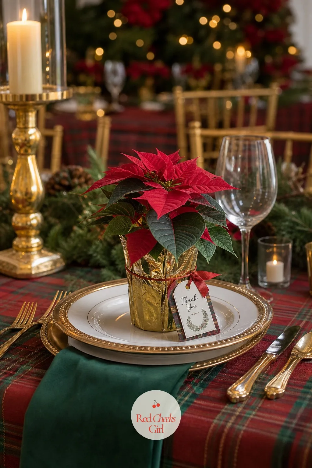 A Mini Poinsettia Take-Home Favor — A favor that gets thrown away in the parking lot is money wasted, and a tiny potted poinsettia at each place setting earns