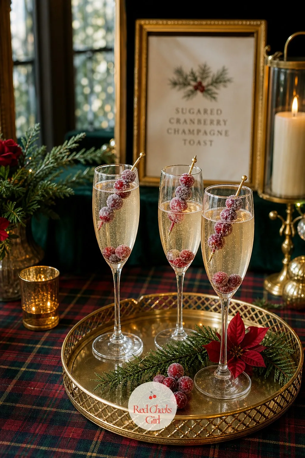 Sugared Cranberry Champagne Toast — The toast needs its own small flourish, something that reads as deliberate rather than a tray of plain flutes handed
