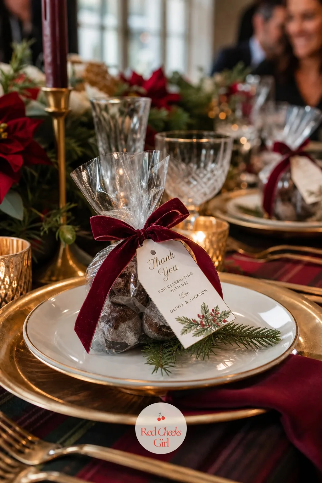Thank-You Tags Tied with Velvet Ribbon — Whatever favor sits at each place setting needs a small tag to tell a guest what it is and who it is from, and this is