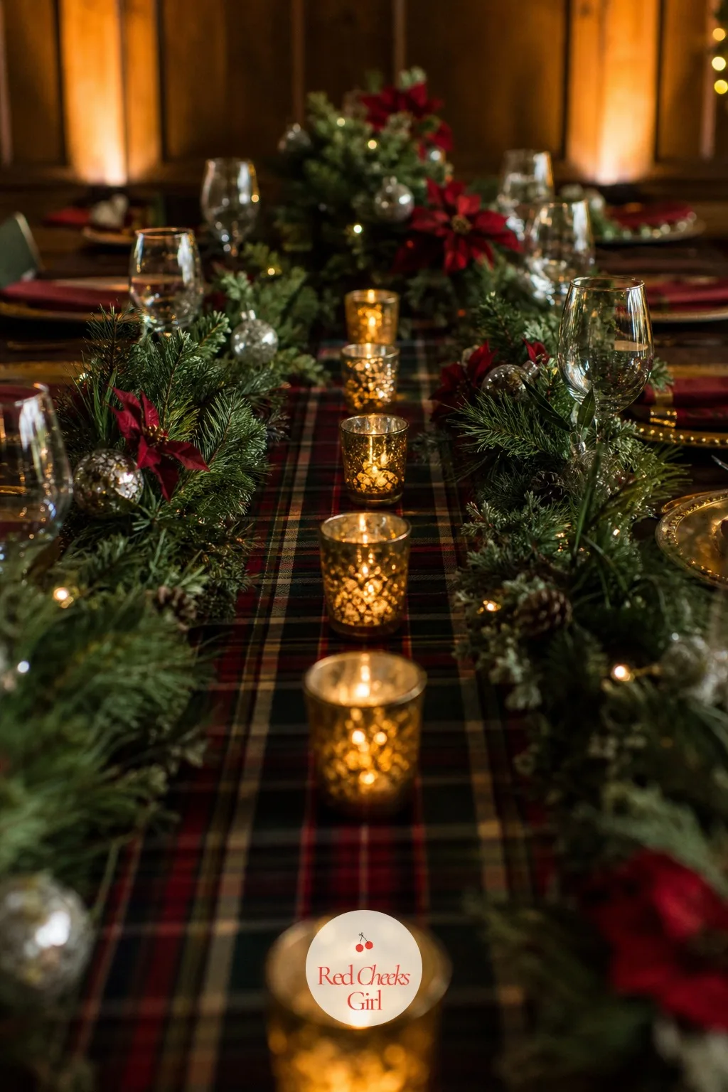 Votive Candles Down the Table Spine — Even a good centerpiece leaves dark gaps along a long table once the sun goes down, and this is what fills them without