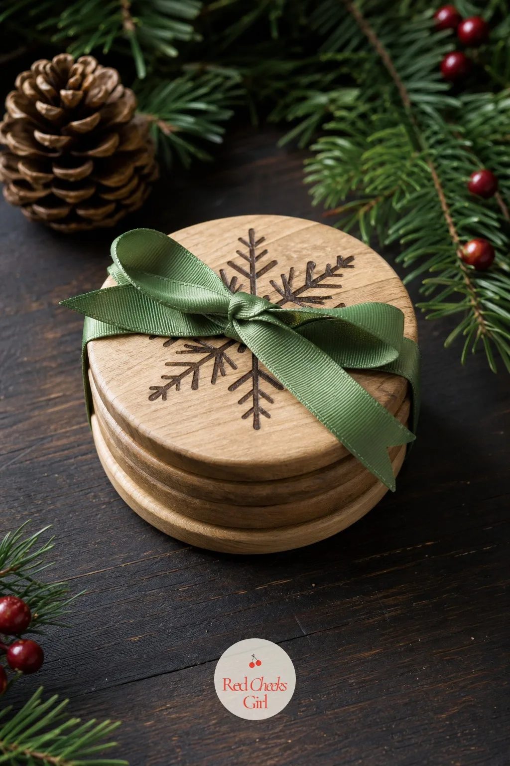 Engraved Wood Coaster Set — A candle is the default hostess gift, and every hostess already has four unlit ones in a drawer. Christmas wood crafts