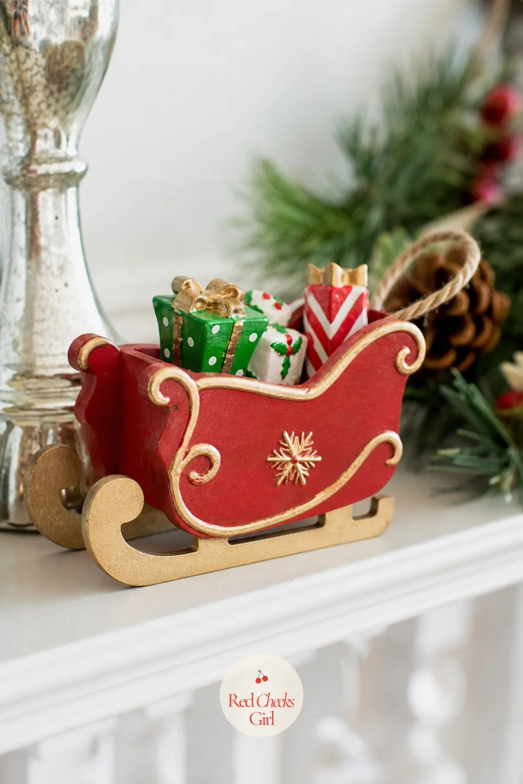 Hand-Painted Mini Sleigh Ornaments — A sleigh ornament usually comes molded in thin plastic that looks hollow up close. Christmas wood crafts
