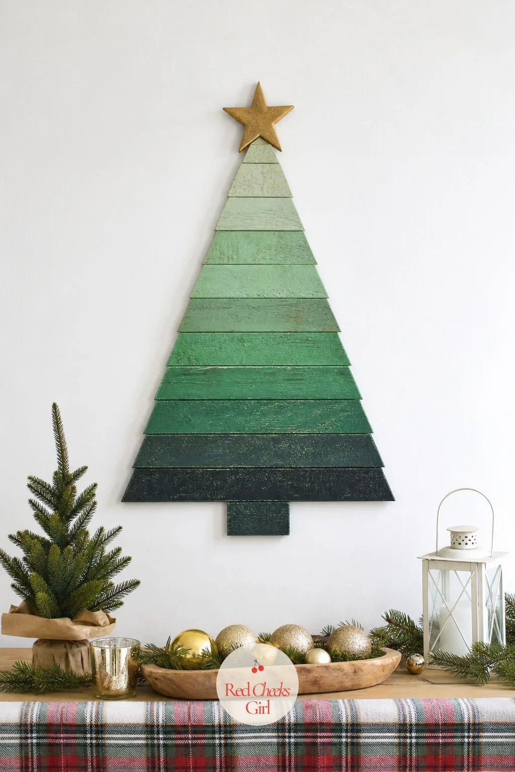 Layered Wood Christmas Tree Wall Art — A flat painted tree on canvas reads as something bought at a big box store. Christmas wood crafts