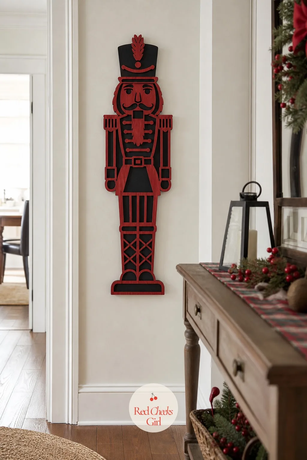 Scroll-Cut Nutcracker Wall Plaque — A full nutcracker figurine takes up shelf space most entryways do not have. Christmas wood crafts