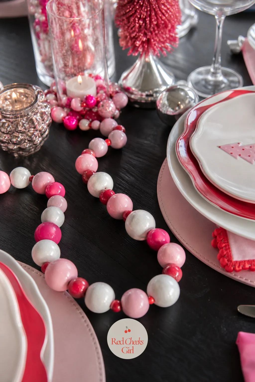 Chunky Pastel Wood Bead Garland — Every stall has a garland of some kind, and most of them vanish into the greenery already on the table. Christmas wood crafts