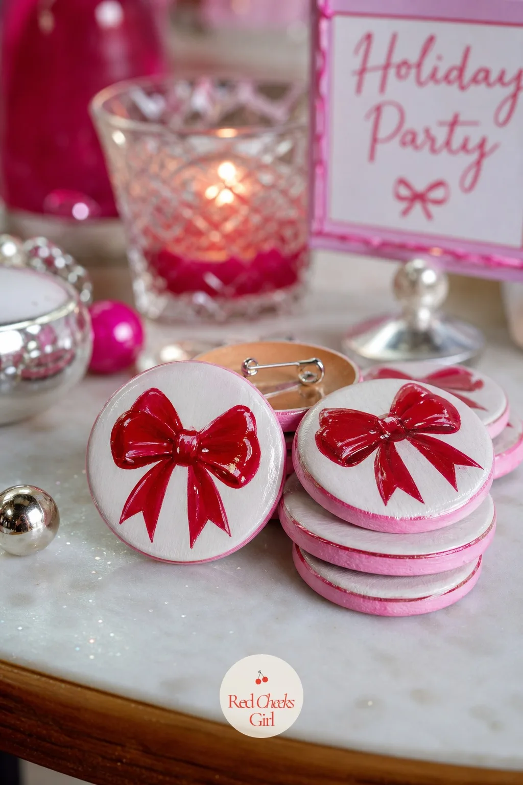 Painted Wood Bottle Cap Pins — These are the cheapest thing on the whole table and the one that funds the till float on a slow morning. Christmas wood crafts