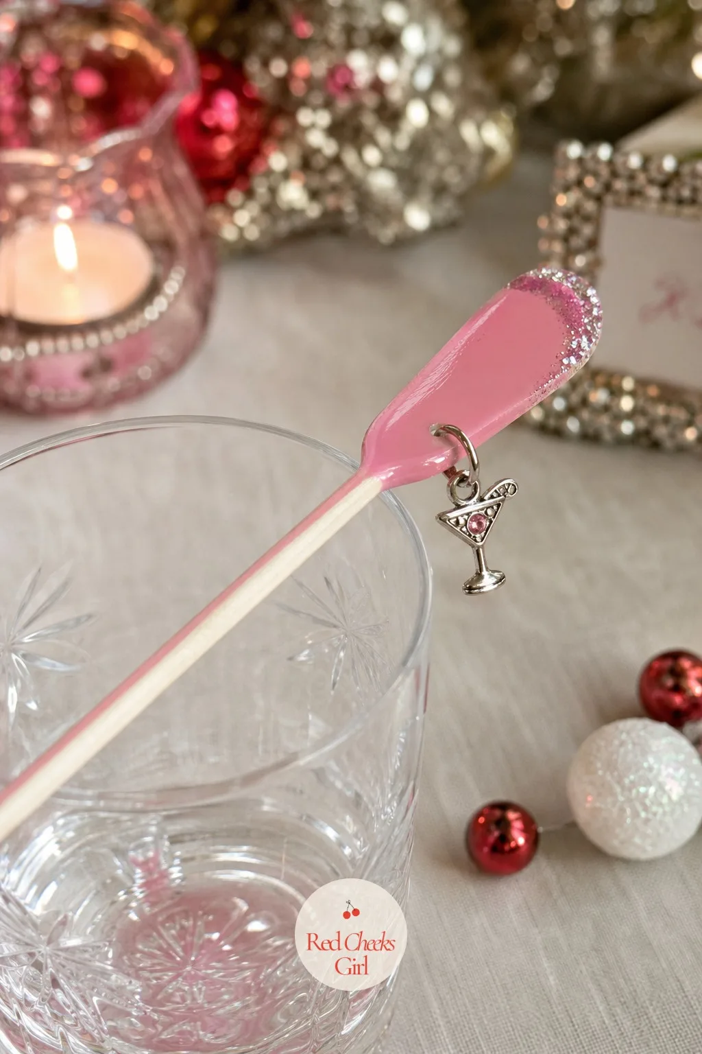 Painted Wood Cocktail Stirrers with Charms — This is the smallest, cheapest item in the whole place-setting group, and it earns its keep at a drinks table