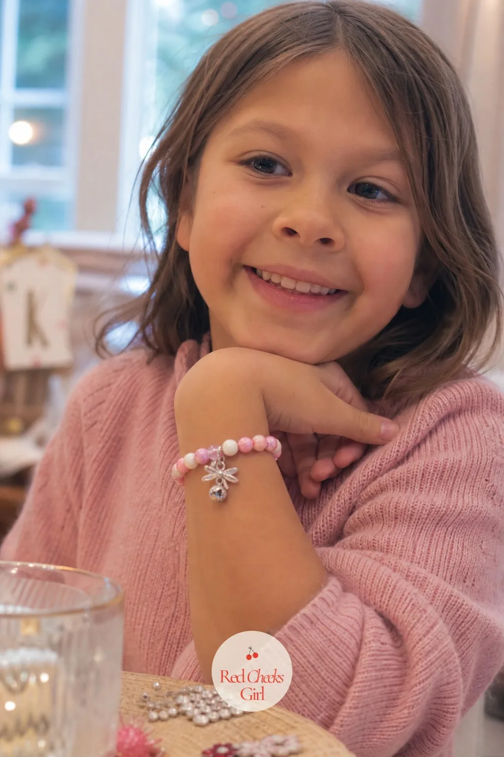 Pastel Wood Bead Charm Bracelets — This is the garland's smallest cousin, built from the exact same beads left over from a bigger batch. Christmas wood crafts