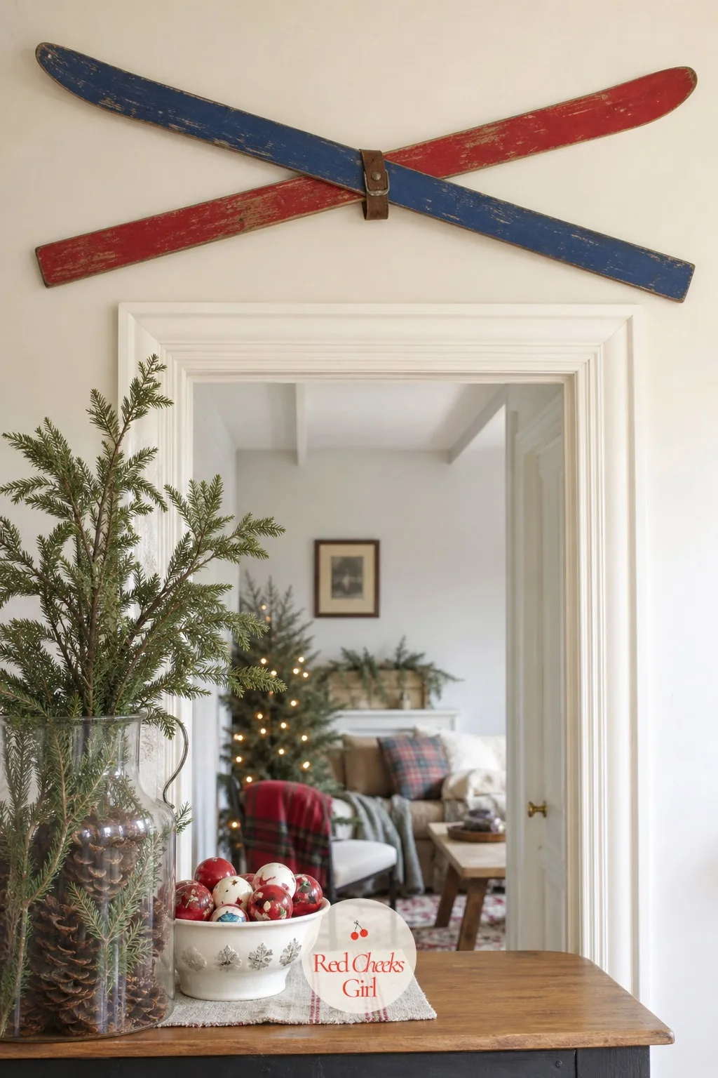Vintage Wood Ski Wall Sign — Every mantel has a sled or a sign somewhere, and most of them are the same stock cutout. Christmas wood crafts