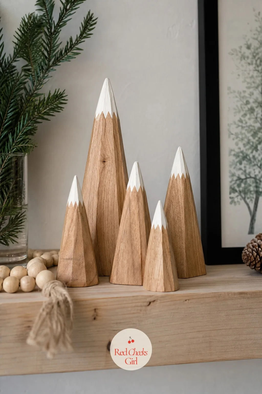 Wood Shim Mini Tree Cluster — A single flat wall sign can feel sparse on a big stretch of wall. Christmas wood crafts