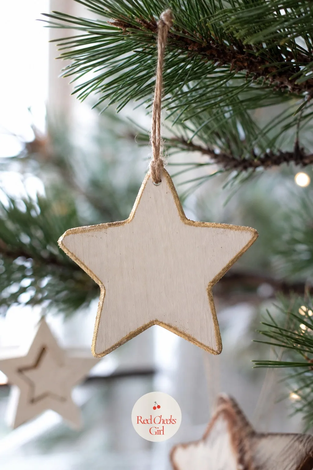 Wood Slice Star Ornaments — Every box of ornaments has three broken ones by December, and plastic stars crack at the points first. Christmas wood crafts