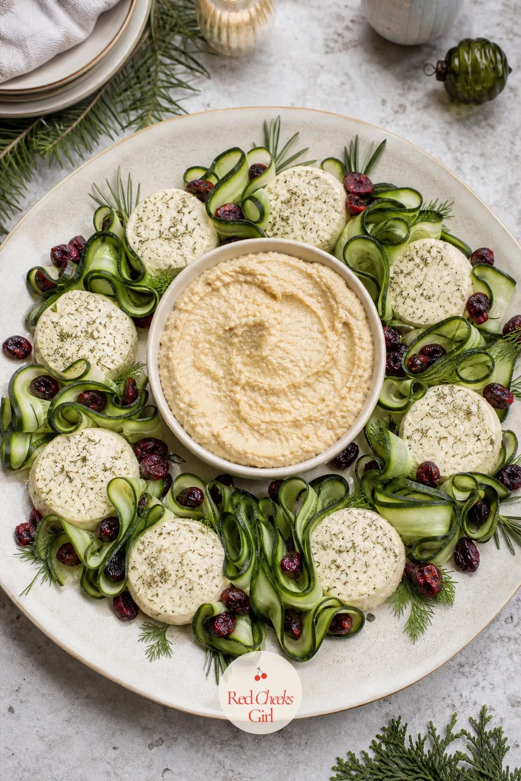Vegan Wreath — The vegan guest usually gets a side salad while everyone else gets the good board, which nobody intends but it happens every year regardless.