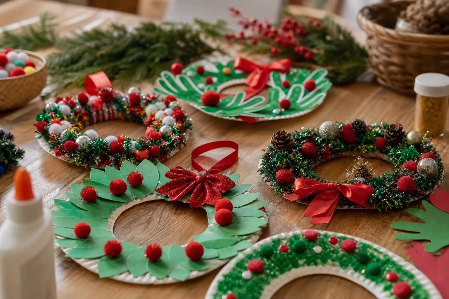 26 Christmas Wreath Crafts for Kids With Paper Plates, Handprints and Glittery Chaos