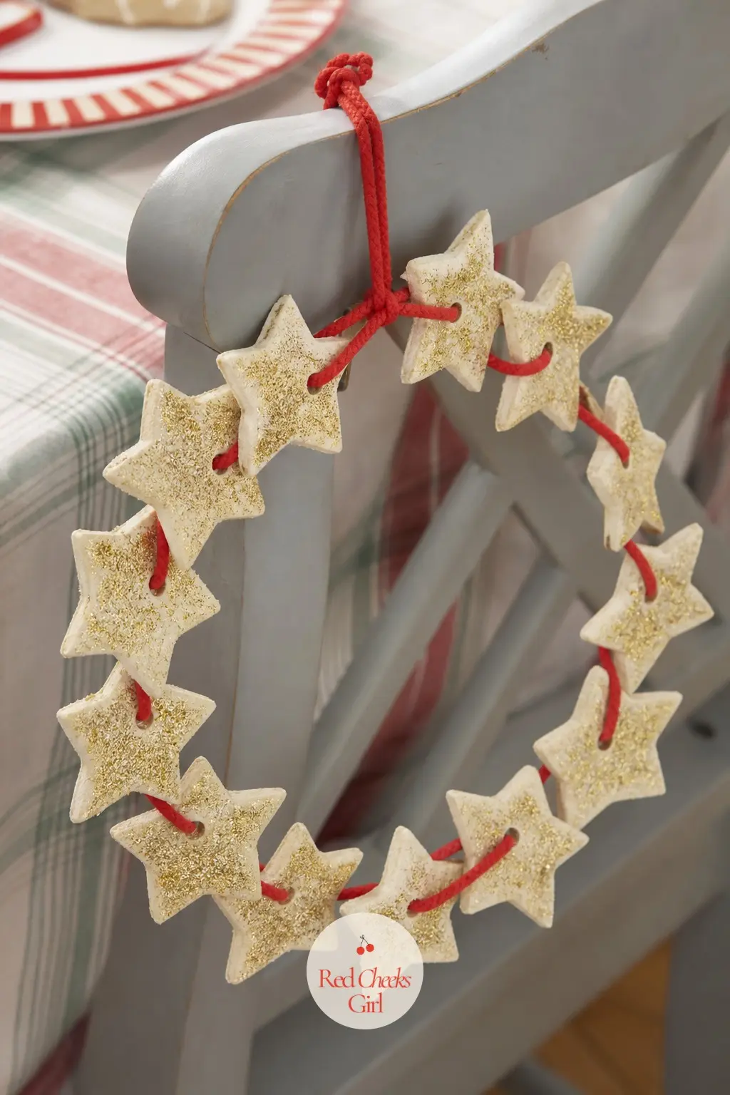 Glittered Salt Dough Star Wreath — Roll out simple salt dough, cut stars with a cookie cutter, and air-dry or bake them low until firm. Christmas wreath crafts