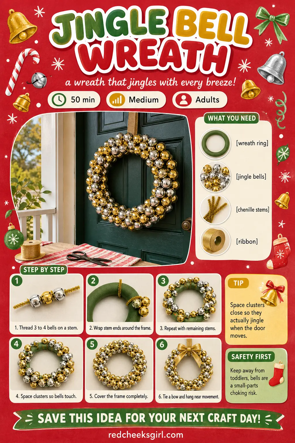 Jingle Bell Wreath Craft Card printable sheet — Printable card for the jingle bell wreath. Christmas wreaths diy
