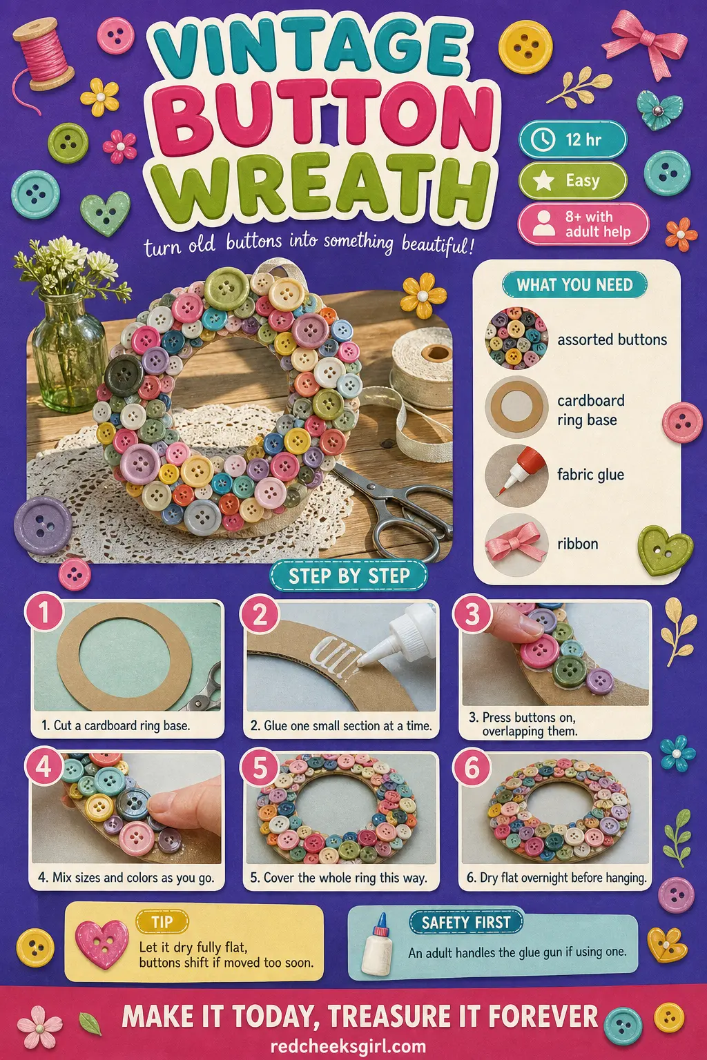 Vintage Button Wreath Craft Card printable sheet — Printable card for the vintage button wreath. Christmas wreaths diy