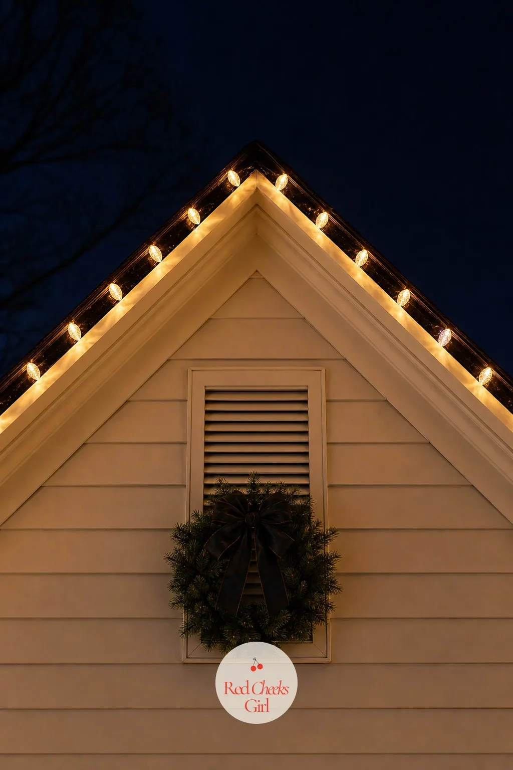 Gold C9 Bulbs Tracing the Gable Peaks — A straight roofline is handsome, but a house with gables or dormers has a shape worth showing off, and most people