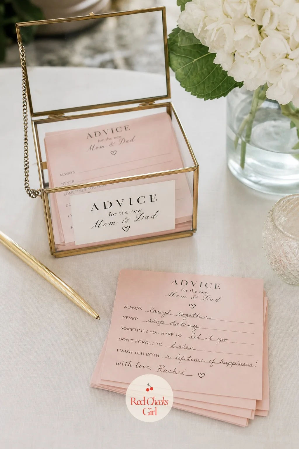 Advice Cards for Mom and Dad — The best advice at any shower comes out sideways, over a drink, not during a formal toast. Coed baby shower ideas