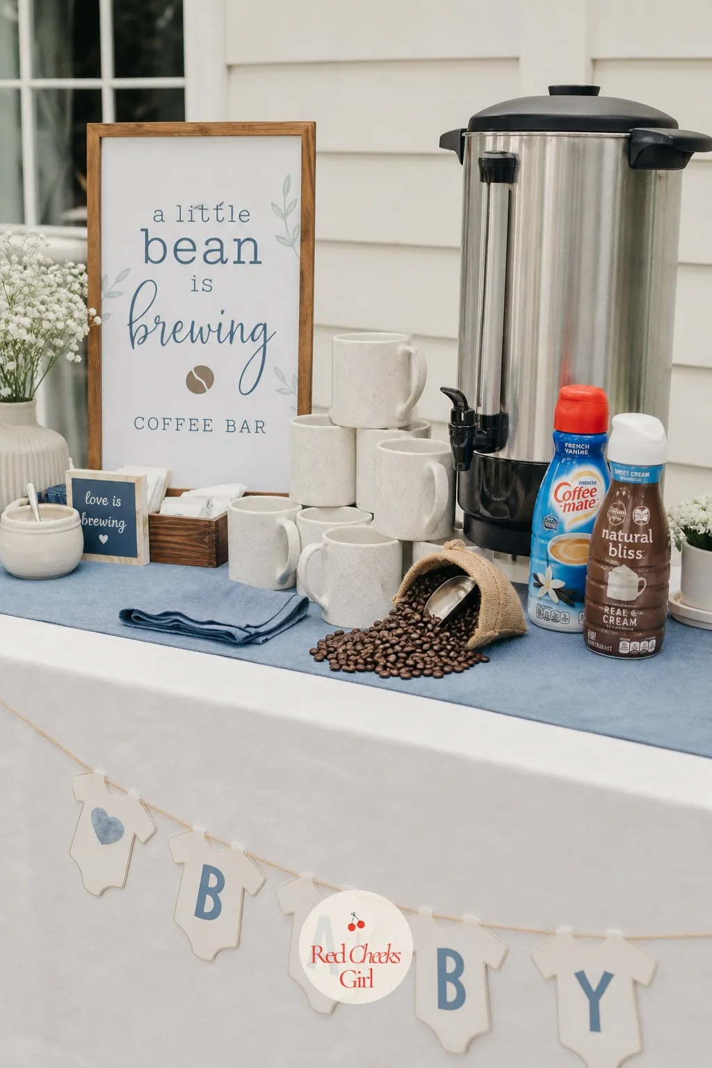 'A Little Bean Is Brewing' Coffee Bar — An afternoon shower runs long for anyone who skipped their morning coffee. Coed baby shower ideas