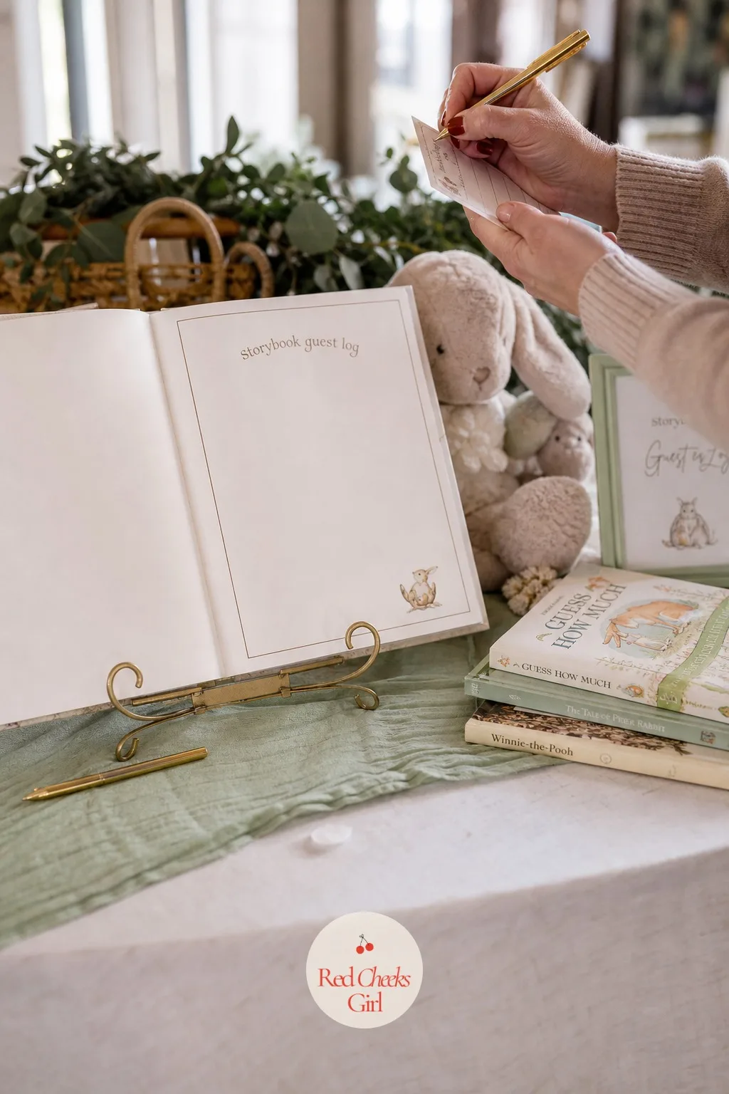 Storybook Guest Log — A guest book nobody reads again sits in a drawer for a decade. Coed baby shower ideas