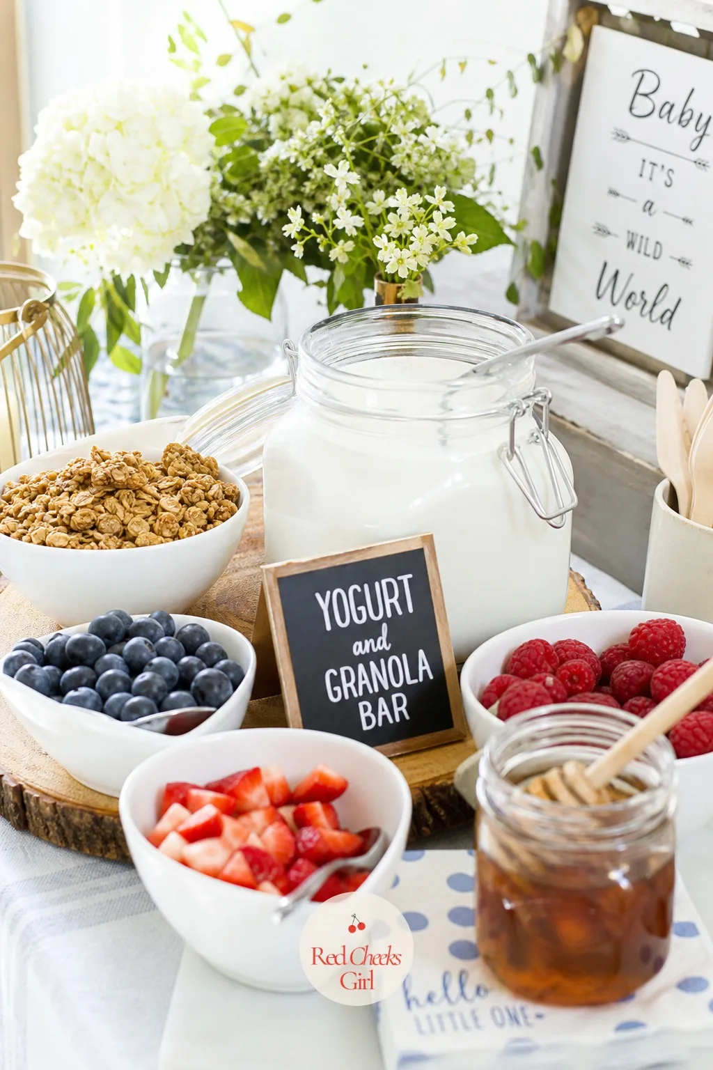 Yogurt and Granola Bar — A morning shower does not need a full brunch menu to feel complete, and a yogurt and granola bar fills the gap between arrival and