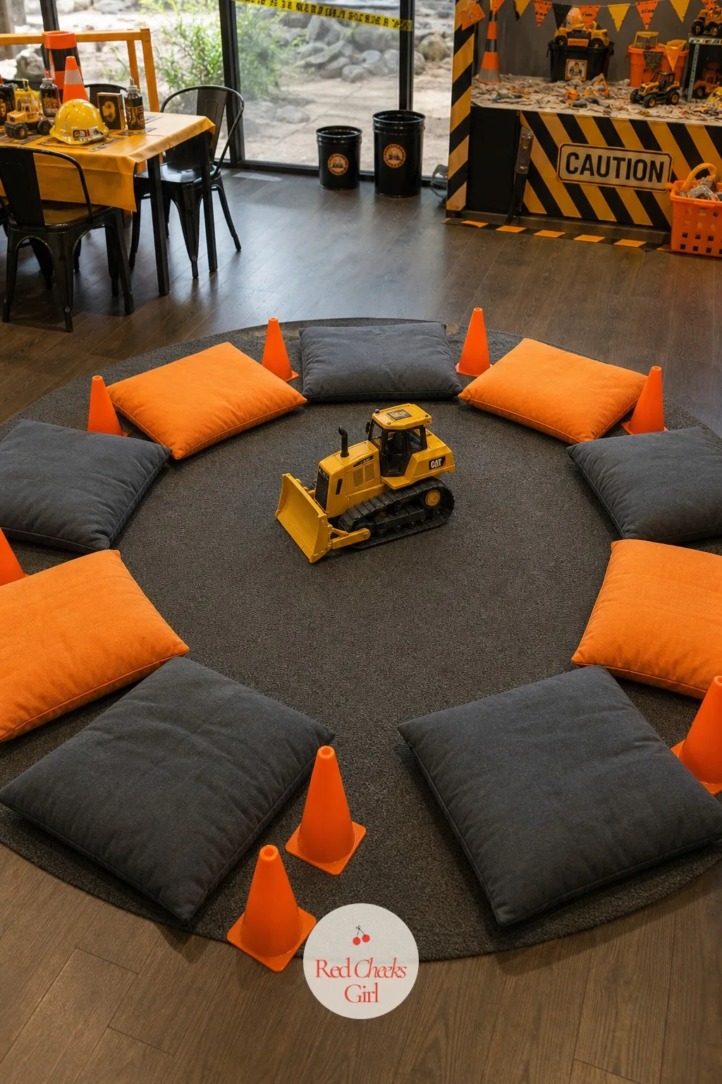 Duck Duck Bulldozer Floor Circle — This one needs nothing more than floor space and a circle, which makes it the easiest game on the whole list to set up.