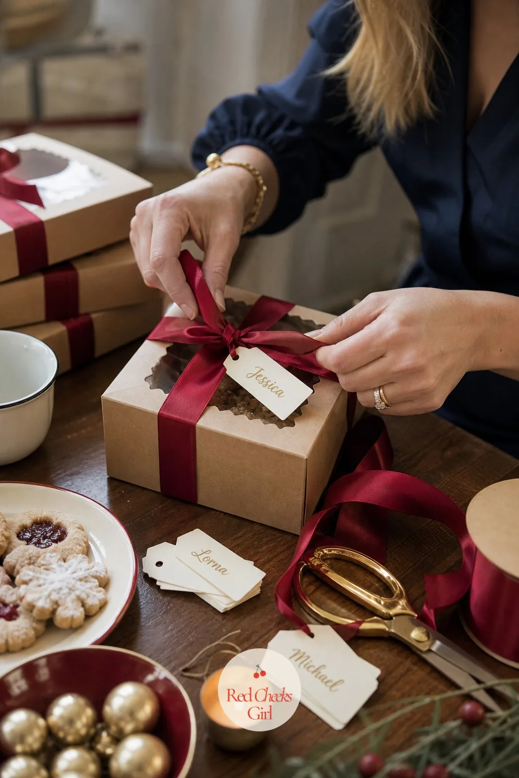 A Tag With Each Guest's Name Tied Into the Bow — Ten identical boxes lined up at the end of the night turn into a small negotiation nobody wants to have at the