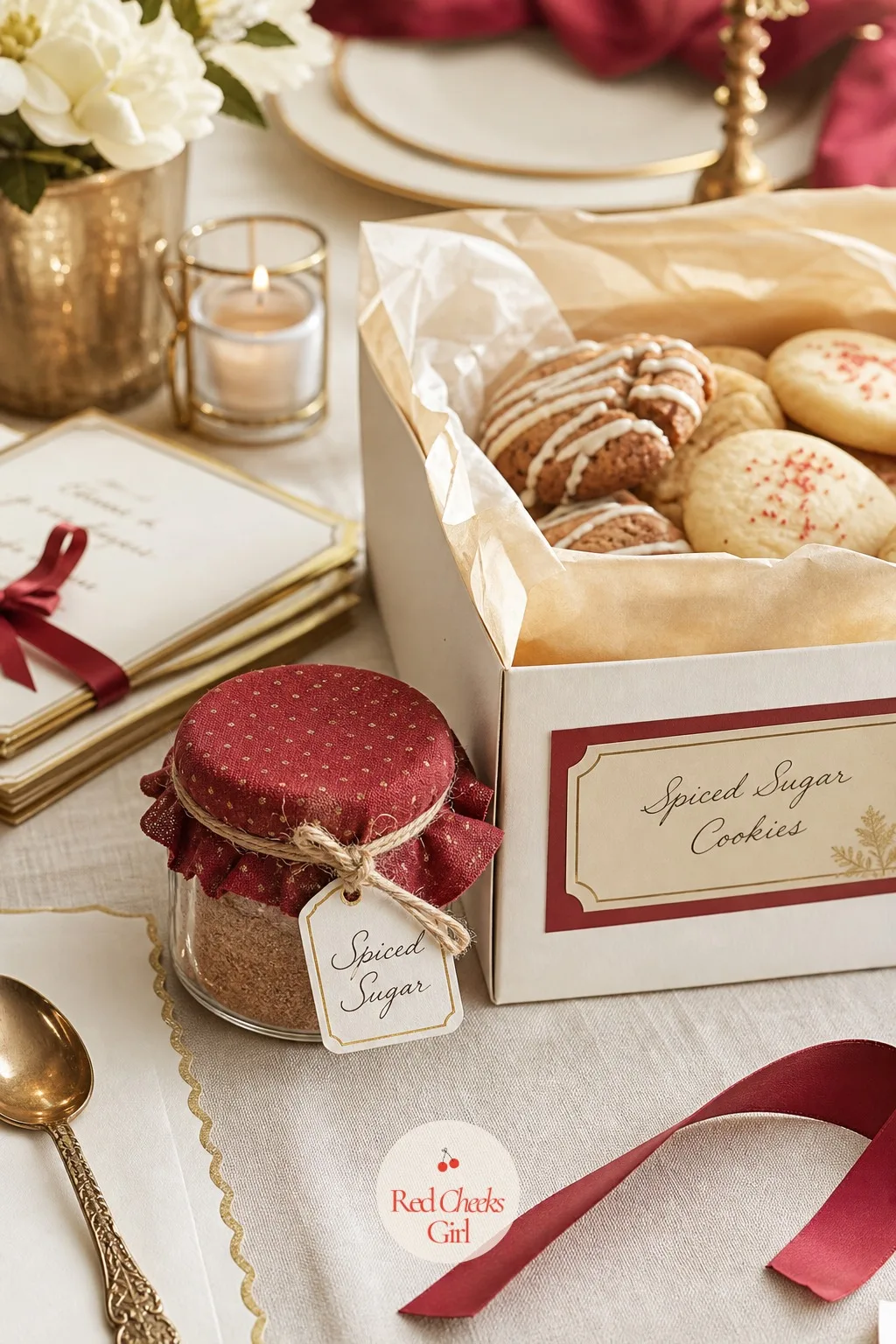 A Tiny Jar of Spiced Sugar Tucked Beside the Cookies — A box of cookies is already a nice thing to carry home, and a small jar tucked beside them makes it feel