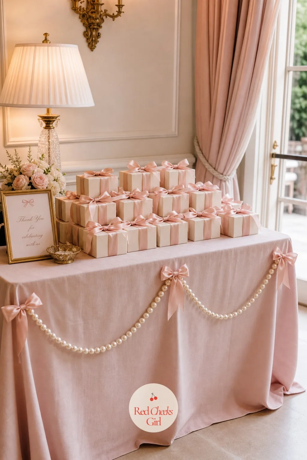 Ribbon-Wrapped Favor Boxes — The last thing she holds on the way out of the room is small enough to fit in a clutch, wrapped in the same satin ribbon that has