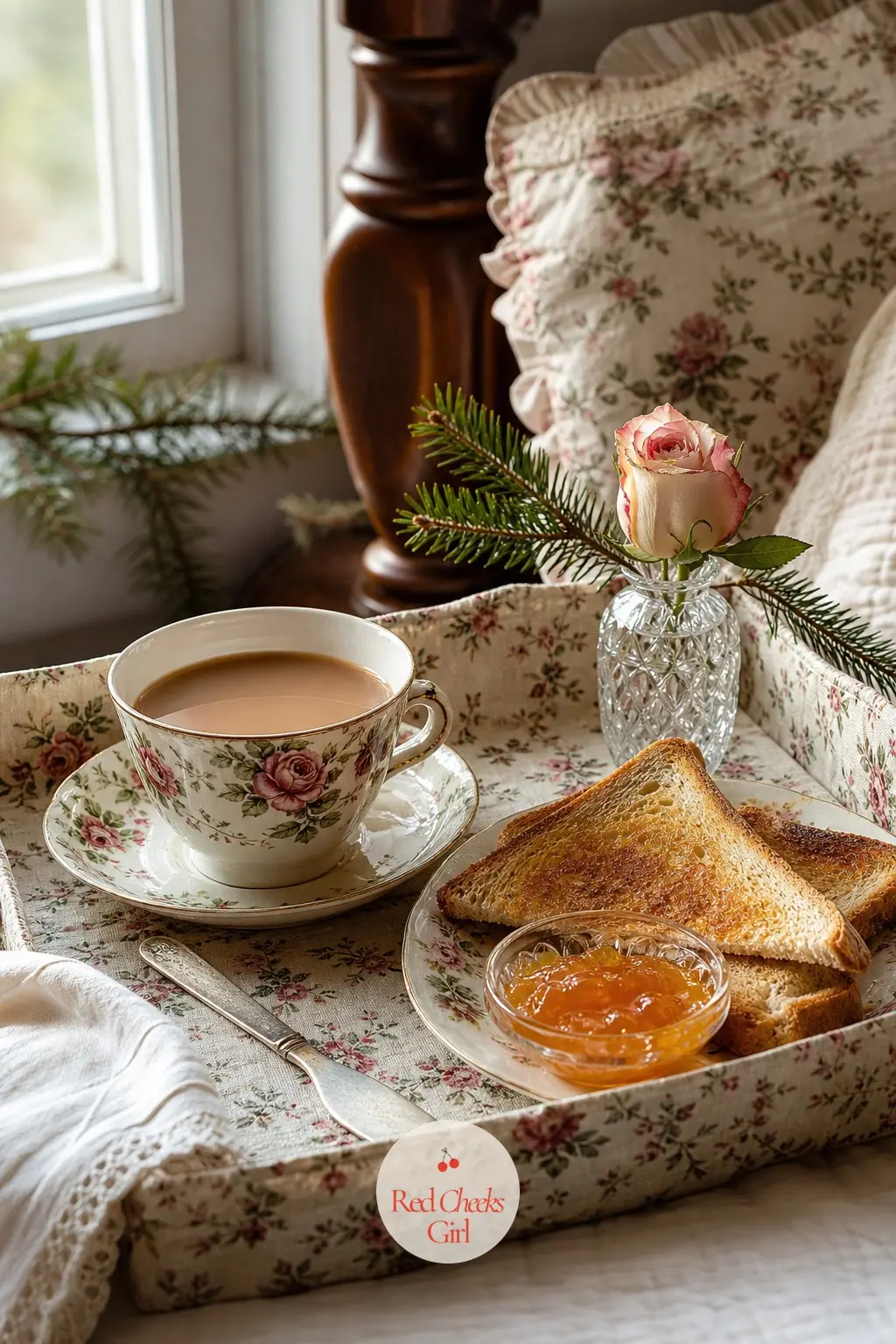 The Breakfast Tray, Carried Up with Toast and Marmalade — Christmas morning in a cottage often starts with a tray carried upstairs rather than a rush to the