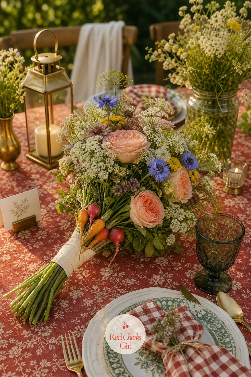 The Garden Vegetable and Wildflower Bouquet — A bouquet of roses alone says nothing about where this wedding is happening. Cottagecore wedding