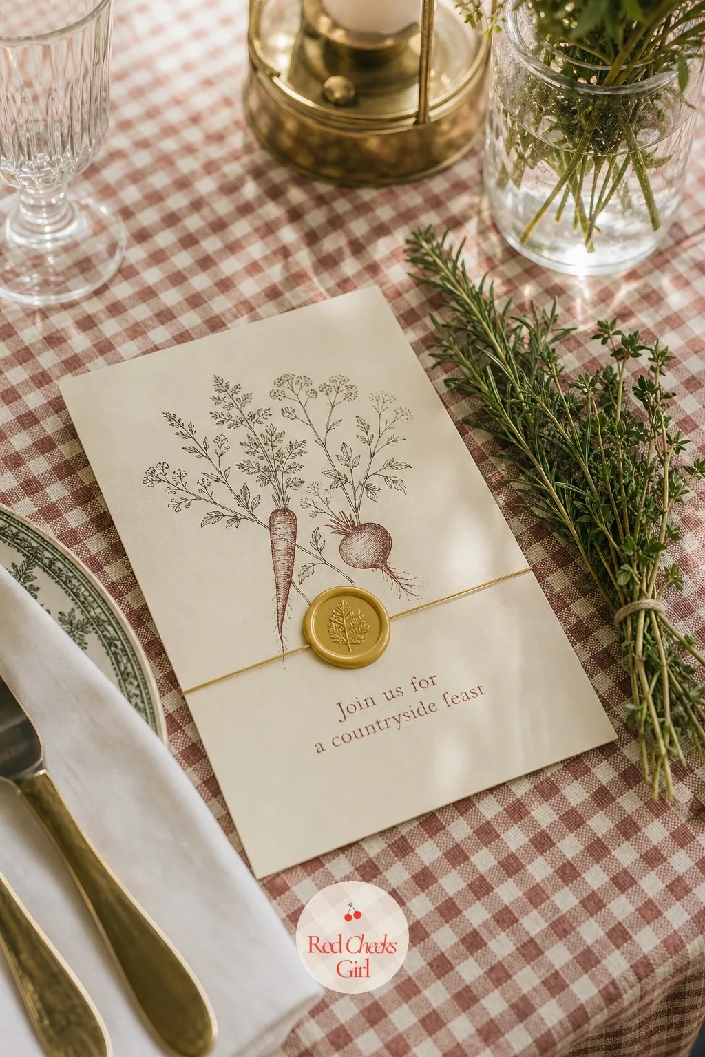 The Invitation — Before any guest sees the arch or the tables, they see this. Cottagecore wedding