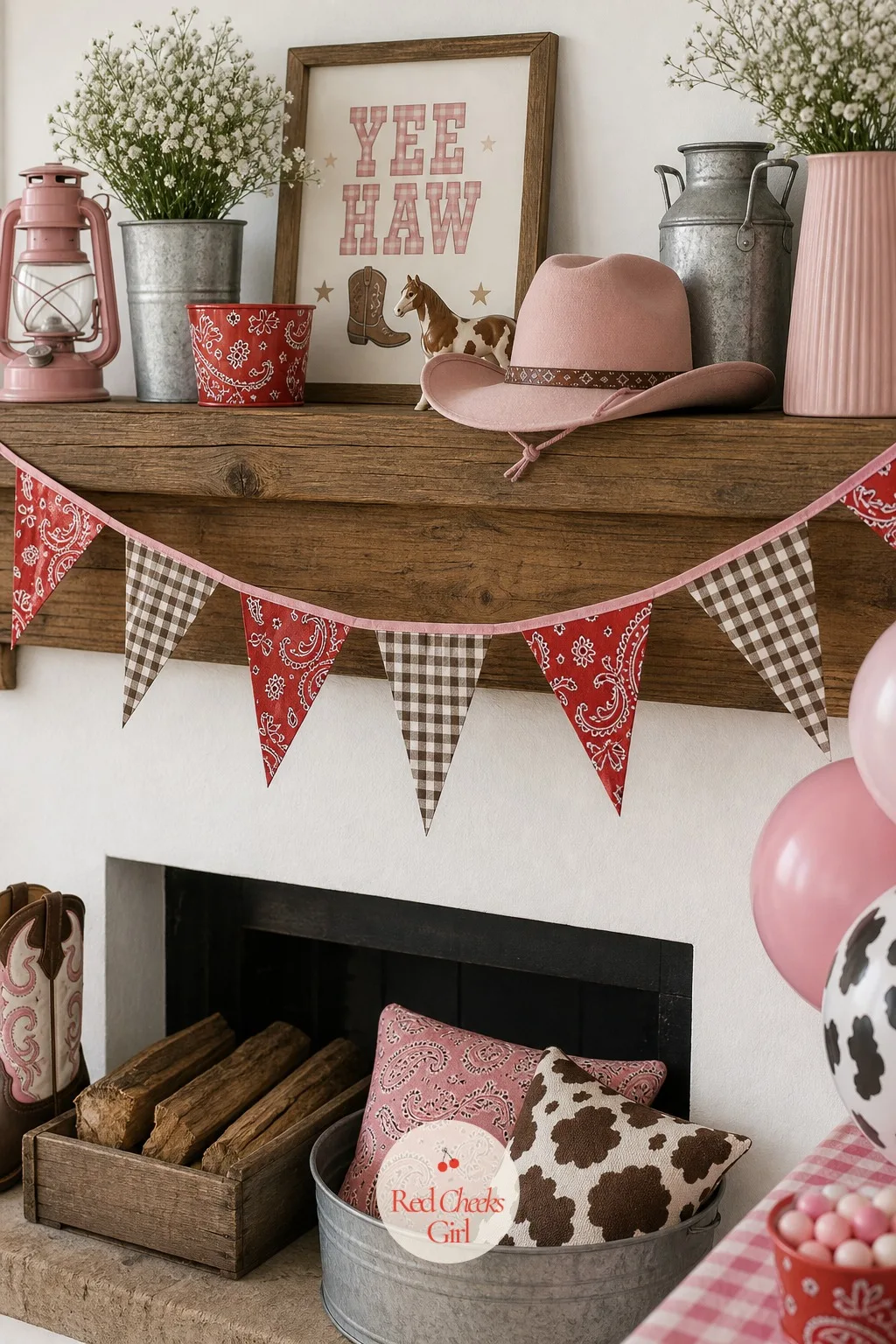 Bandana Pennant Banner — A plain gift table looks unfinished until something hangs above it. Cowgirl birthday party ideas
