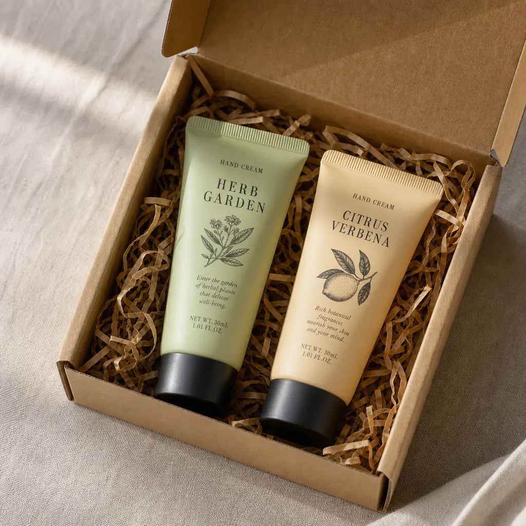 Hand Cream Duo — Two small hand creams in a simple gift set, the kind of thing that feels slightly indulgent without being personal in any way that could land
