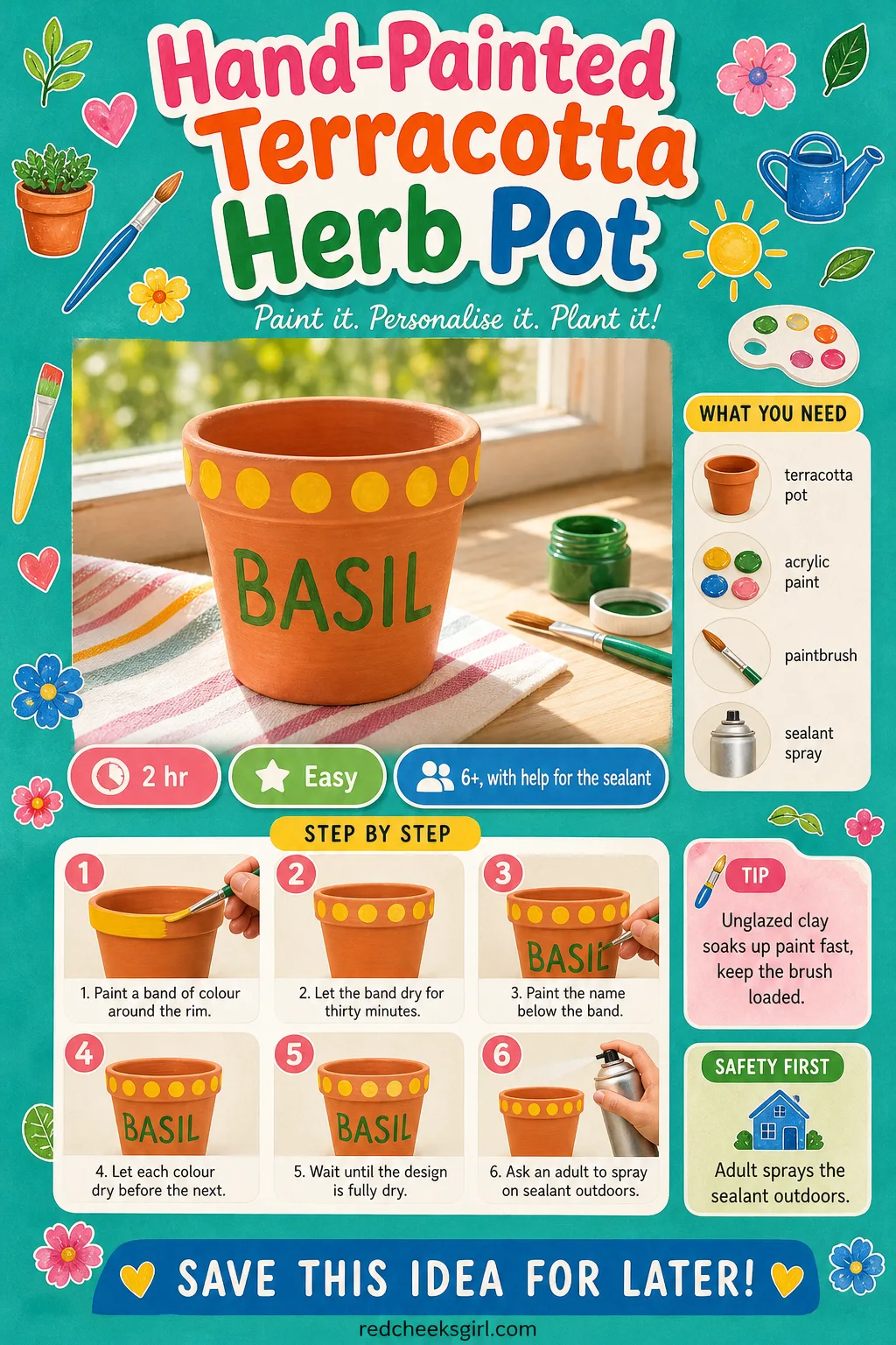Hand-Painted Terracotta Herb Pot Craft Card printable sheet — Print this card for the full materials list and three-step method for the Hand-Painted Terracotta
