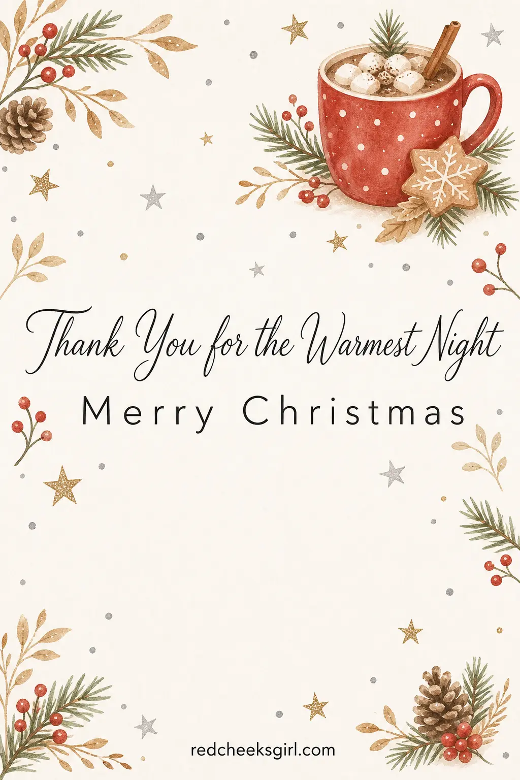 The Cocoa Mug Thank-You printable sheet — For the friend who hosted the cocoa bar, the ornament swap, or just let everyone track snow through her hallway. Cute