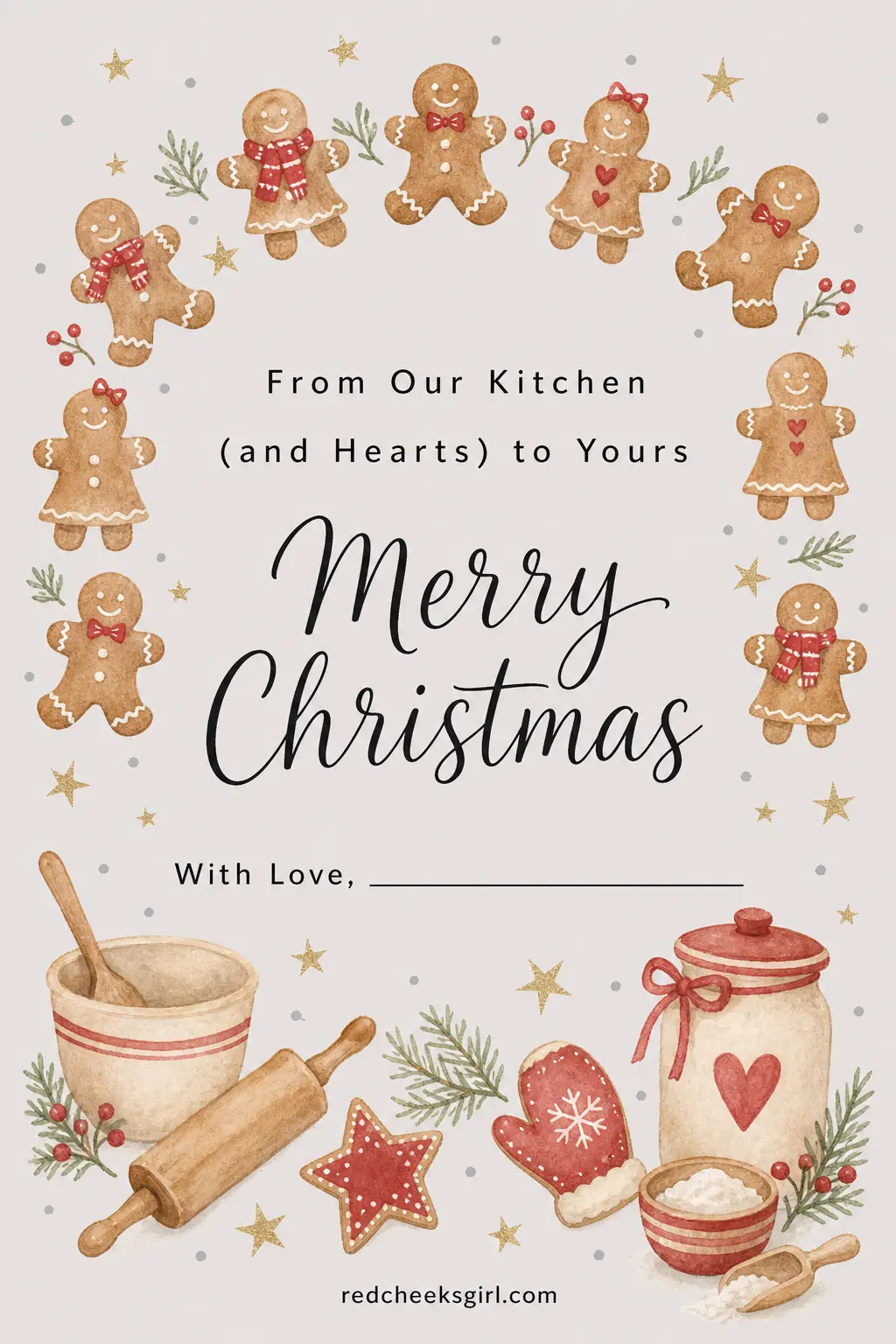 The Gingerbread Family printable sheet — The one for the family card, the kind that ends up on someone else's fridge for a full year. Cute christmas cards