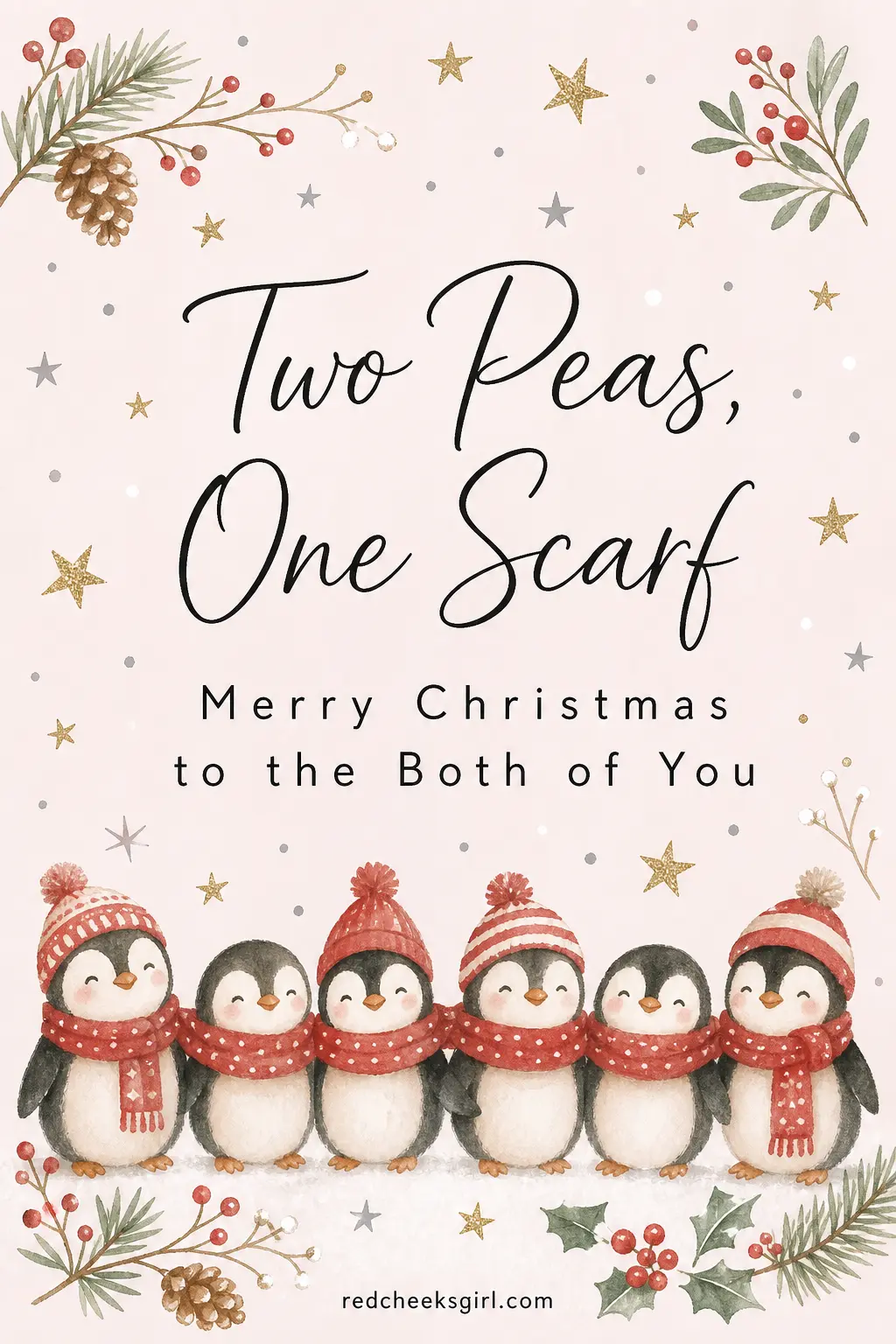 Penguins in One Scarf printable sheet — Made for a couple or a best-friend pair who do everything together, including share a scarf in every photo. Cute