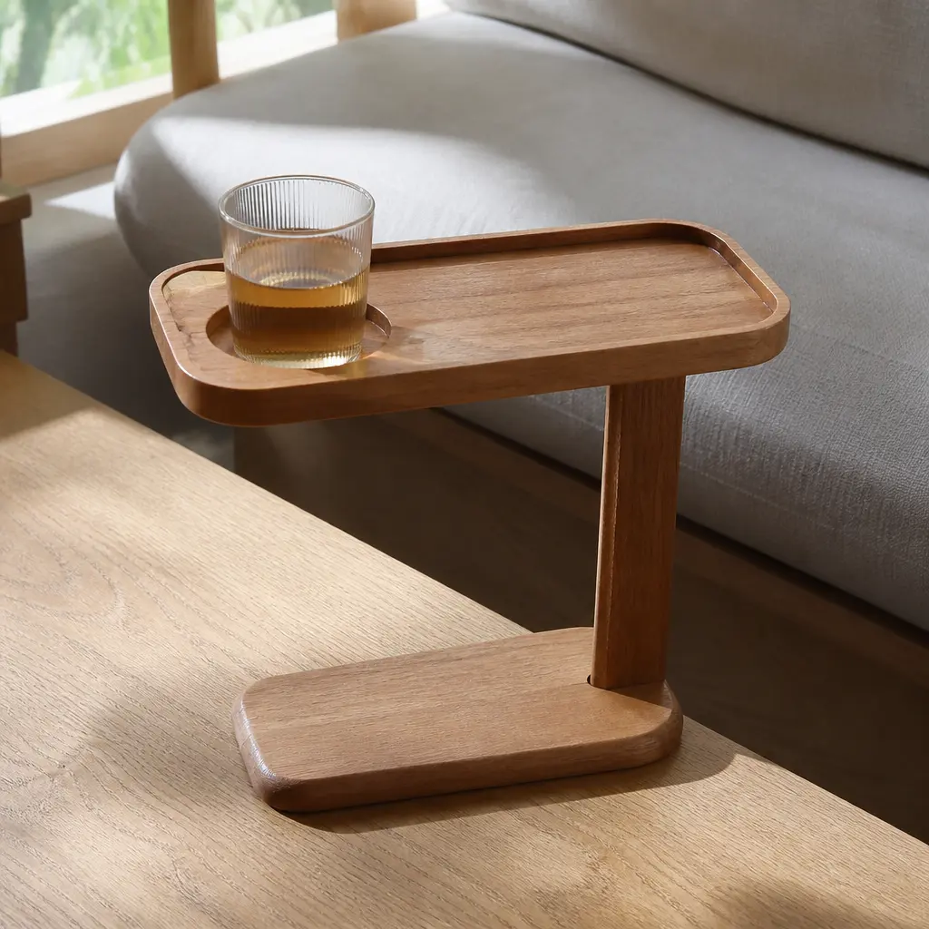Chairside Tray Table — His remote, his glasses, and his coffee all live on the floor beside the recliner because nothing has ever held them properly. Dad
