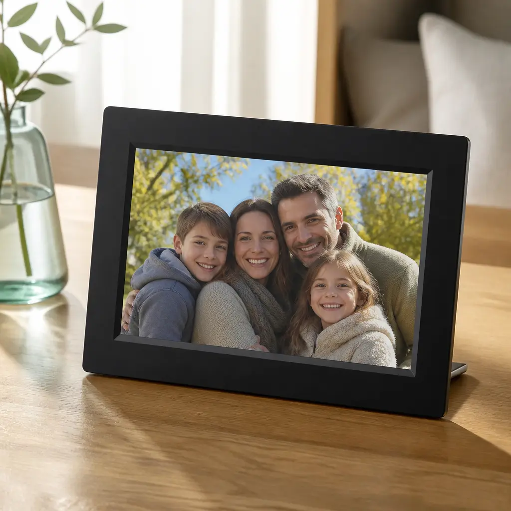 Digital Photo Frame — His phone has four thousand photos he will never look at again and a desk with nothing on it. Dad christmas gift ideas