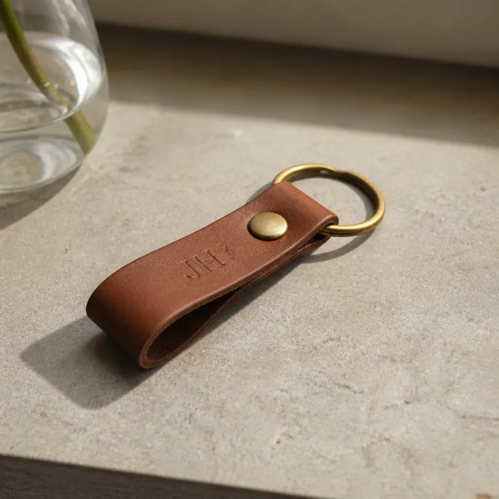 Personalized Leather Keychain — His keys jangle around on a bent paperclip and he has never once thought to fix that. Dad christmas gift ideas
