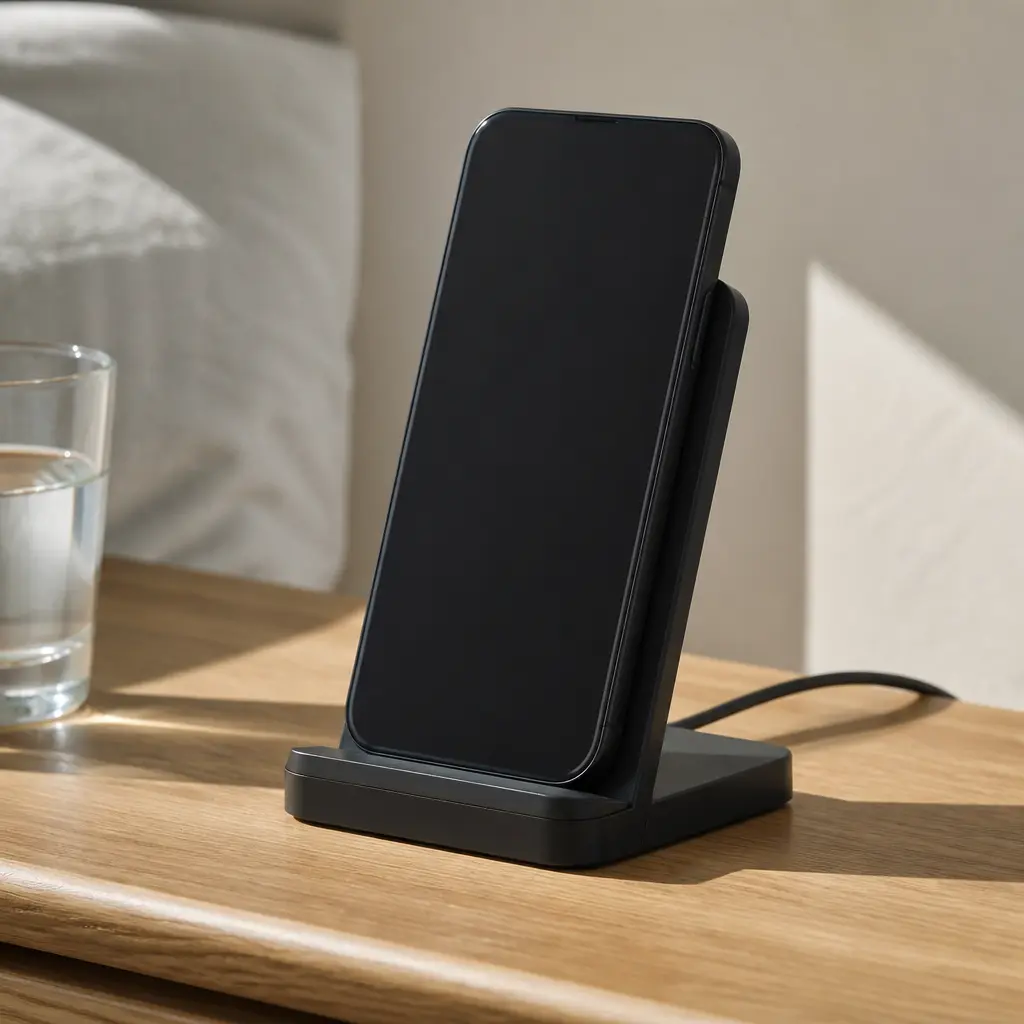 Wireless Charging Stand — His phone charges flat on the counter, cord stretched across the whole kitchen, every single night. Dad christmas gift ideas