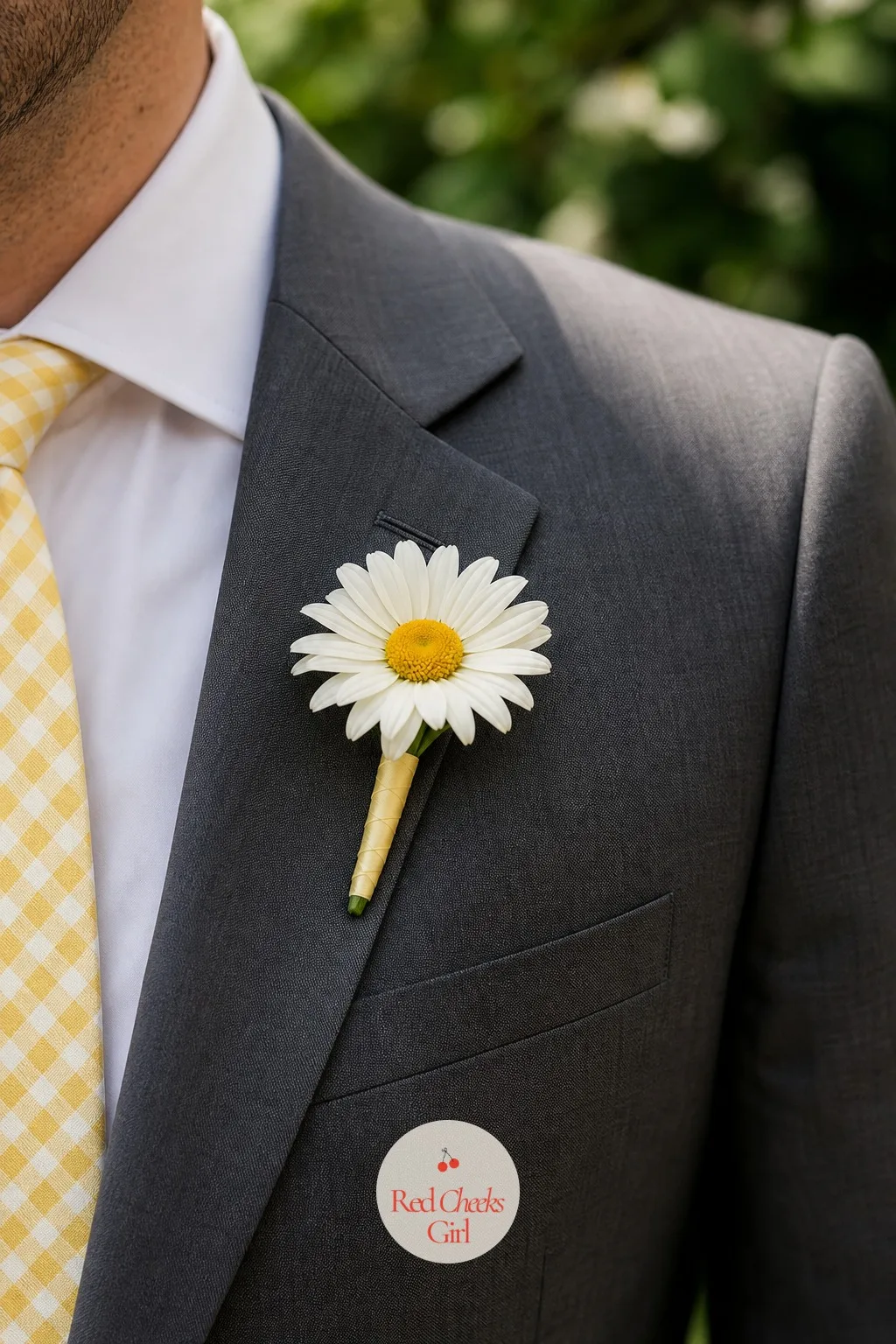 Daisy Boutonnieres for the Groomsmen — Most of the flower budget lands on the bride, and groomsmen often end up with whatever is left over. Daisy wedding