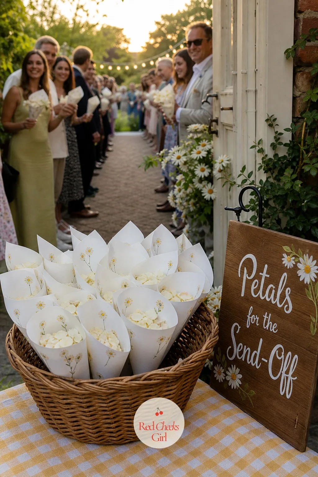 Petal Toss Send-Off Cones — A quiet exit at the end of the night can feel strangely flat after a whole day of build-up. Daisy wedding