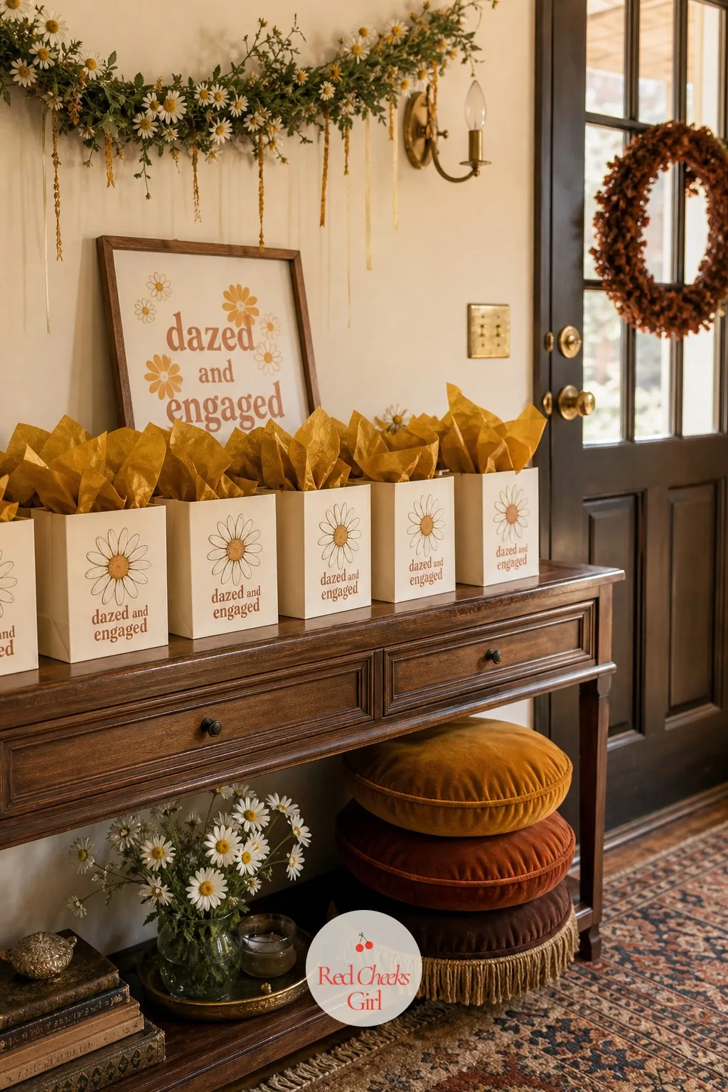 Daisy Favor Box Filled With Treats — A cheap plastic favor bag undoes a weekend of good decor in one handout. Dazed and engaged bachelorette