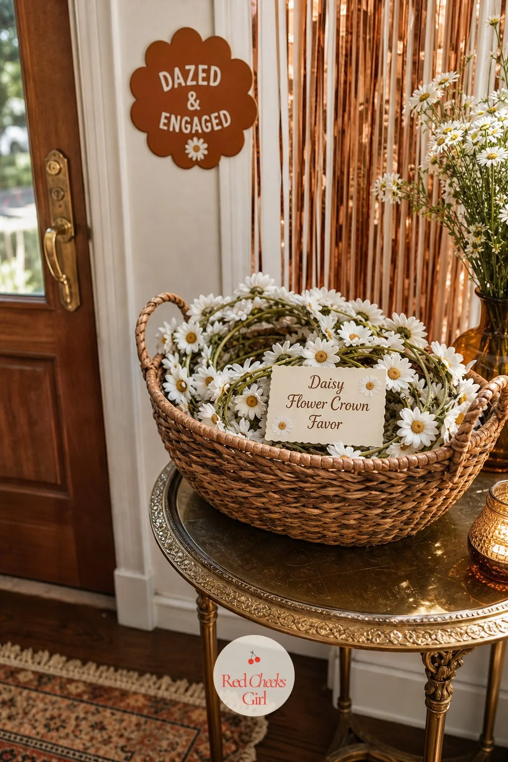 Daisy Flower Crown Favor — Flower crowns that only fit the bride leave everyone else out of the best photo of the night. Dazed and engaged bachelorette