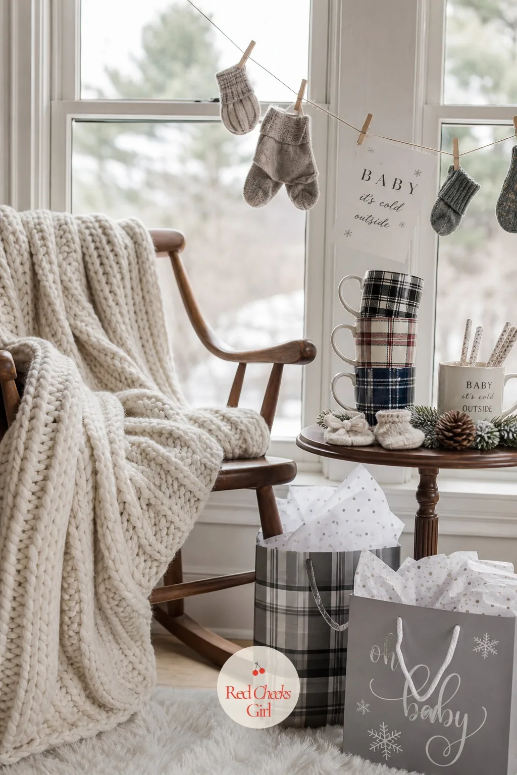 Baby It's Cold Outside — Soft wool and knit textures do the talking here, nothing glittery allowed near this one. December baby shower ideas