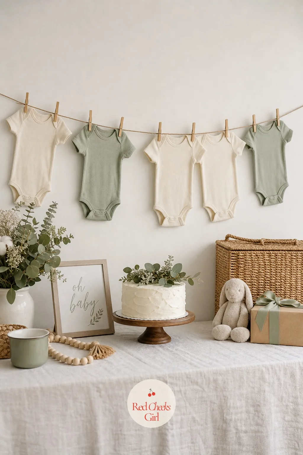 Neutral Christmas With Onesie Banner — For the shower where nobody wants to know pink or blue yet, but everybody still wants Christmas in the room. December