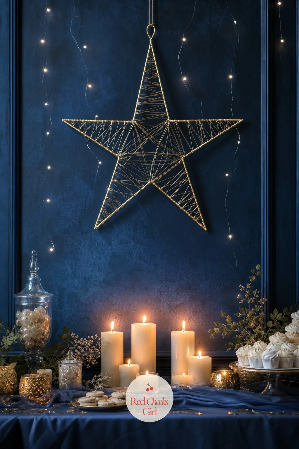 Oh Holy Night Star — One large star, properly lit, carries this entire look. December baby shower ideas