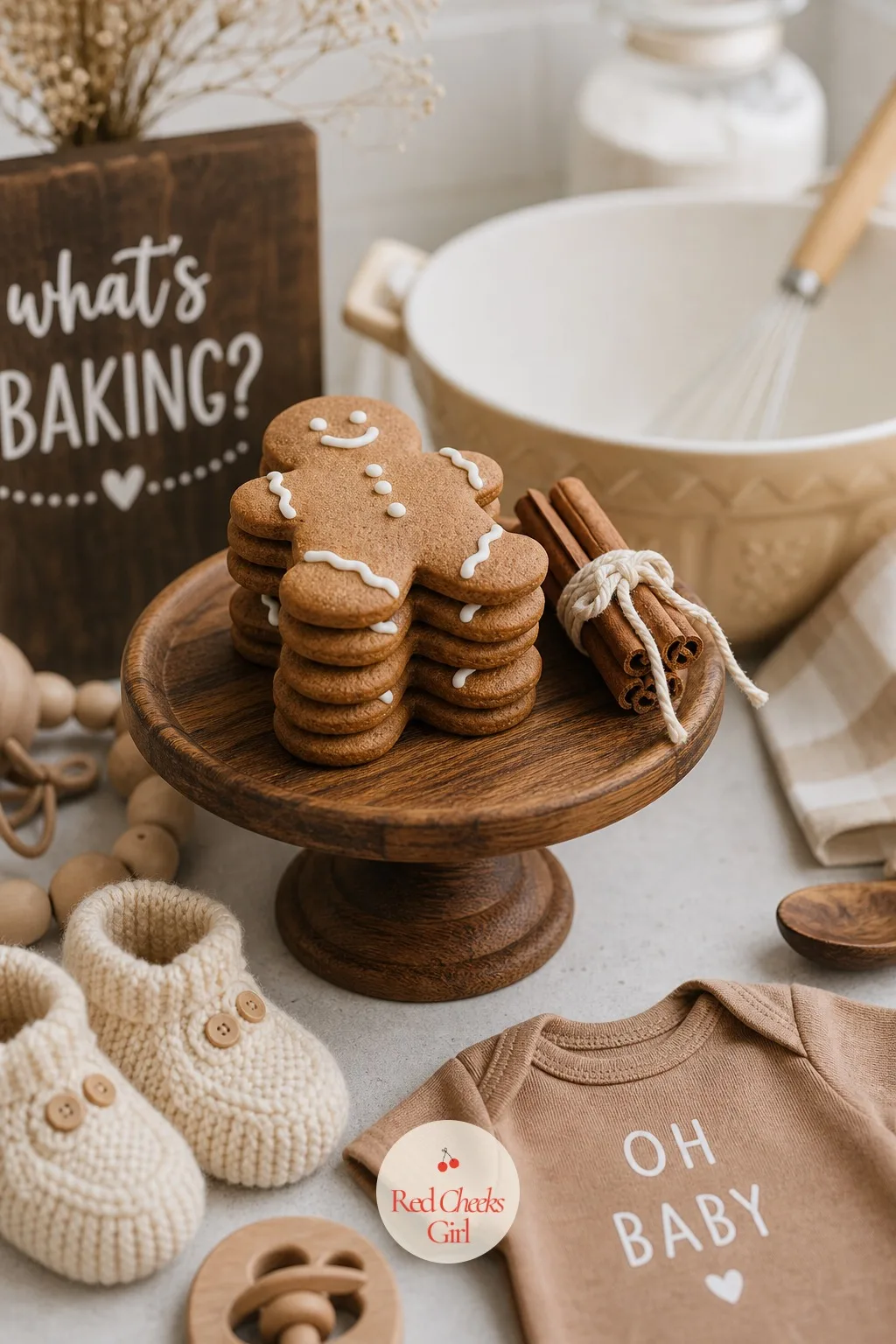 What's Baking Gingerbread — The smell sells this one before the decor does. December baby shower ideas